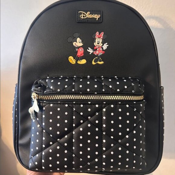 Disney Handbags - Disney Mickey Mouse & Minnie Mouse Faux Leather Backpack